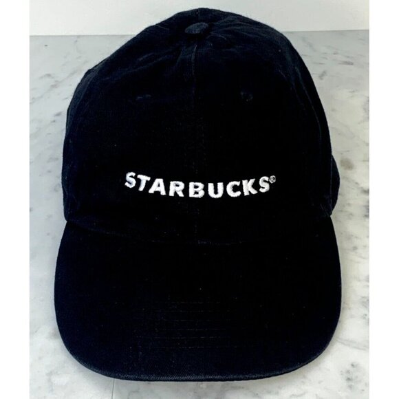 Starbucks Other - STARBUCKS Barista Cap Black Adjustable Strapback Hat Embroidered Uniform EUC